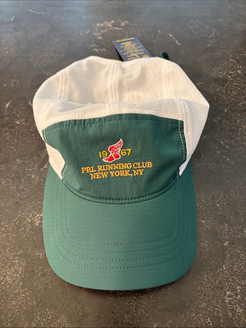 Polo Ralph Lauren PRL Running Club Mesh Performance Cap Hat Green White NWT